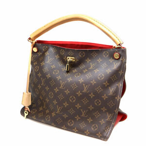 LOUIS VUITTON Gaia Tote Bag Monogram Canvas Brown Red
